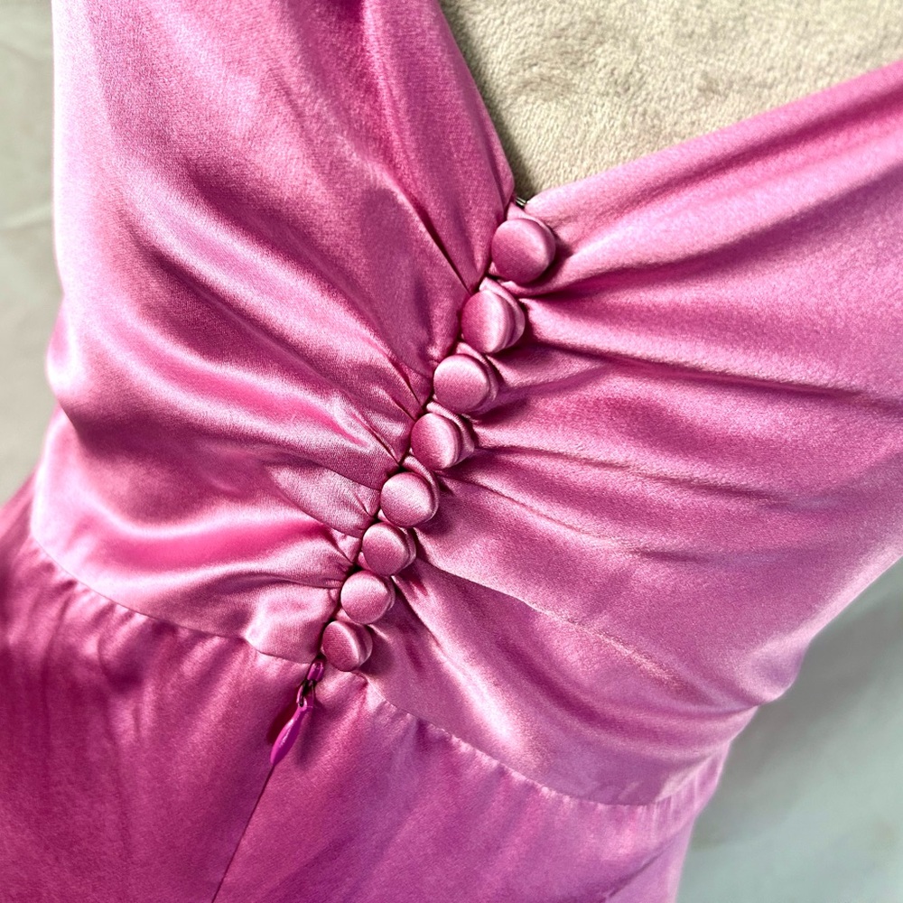 Badgley Mischka Rose Pink Knotted Silk Gown, Size 10 - Picture 12 of 16